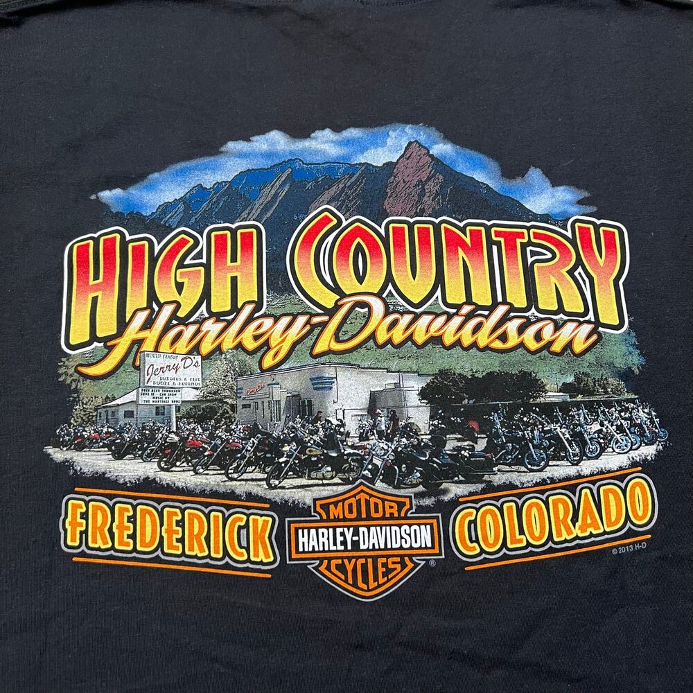 Harley-Davidson High Country Frederick Colorado T-Shirt Mens 2XL Black 2013 Y2K - Picture 7 of 9
